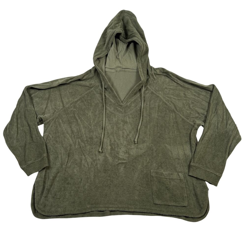 Wrap London Womens 14 Green Terry Hooded Pullover Top 100% Cotton Oversized
